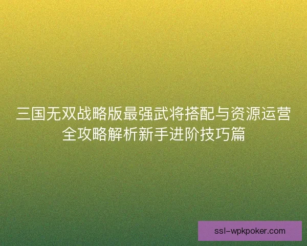 三国无双战略版最强武将搭配与资源运营全攻略解析新手进阶技巧篇