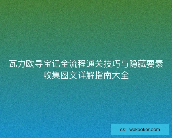 瓦力欧寻宝记全流程通关技巧与隐藏要素收集图文详解指南大全